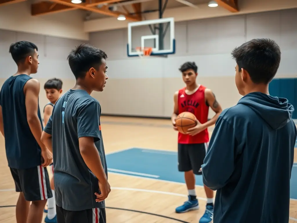 A coach mentoring a young athlete during a training session, providing guidance and encouragement, with a focus on building a strong coach-athlete relationship.