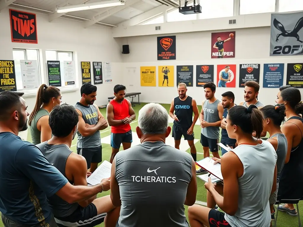 An image of athletes participating in a workshop focused on career planning and professional development, highlighting the career support services.